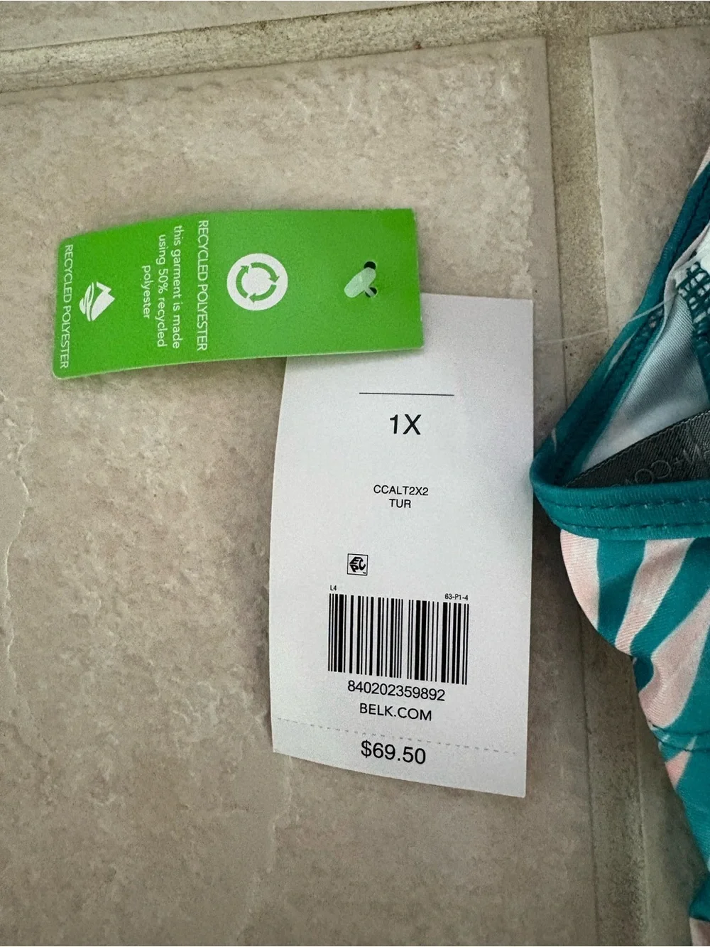 NWT Belk Women’s Floral Ruched Tankini Swim Top - Size 1X